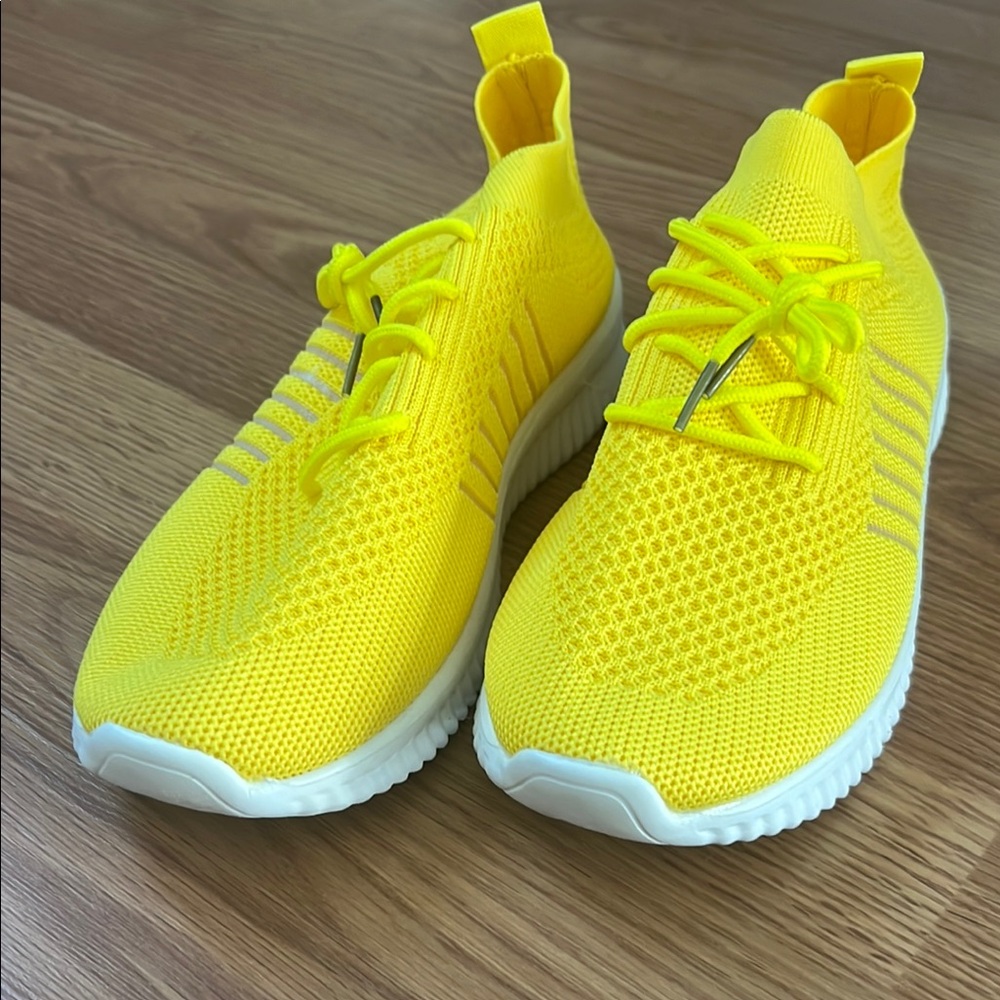 Bright Yellow Knit Sneakers